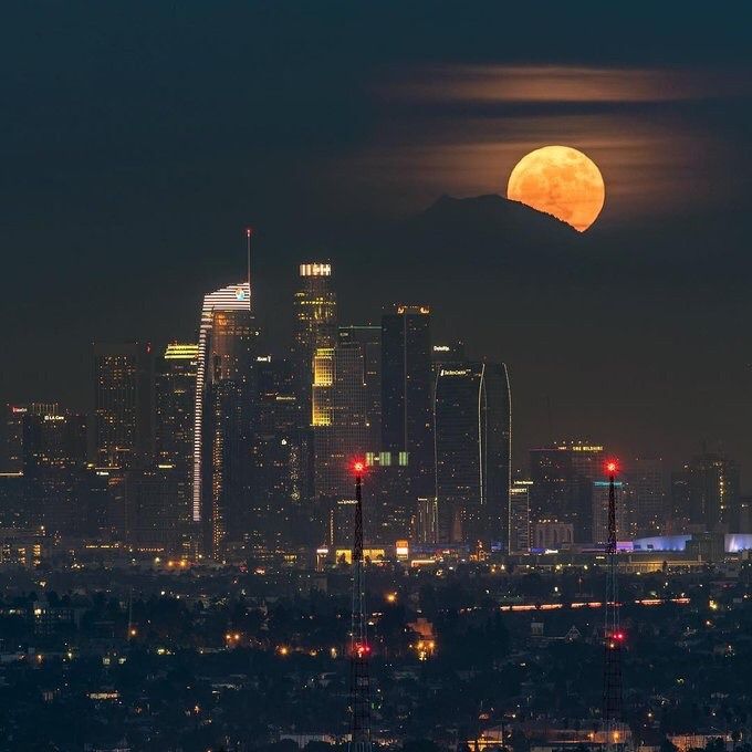 Supermoon over Downtown Los Angeles by @discoverLA